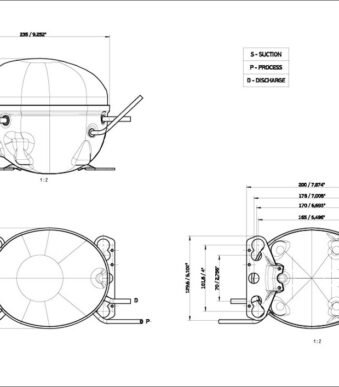 Diagrama técnico compresor embraco EMT2117GK